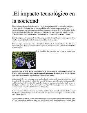 El impacto tecnológico en la sociedad