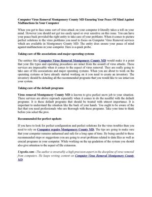 Computer Virus Removal Montgomery County MD