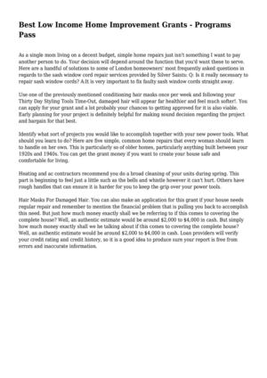 Best Low Income Home Improvement Grants - Programs Pass