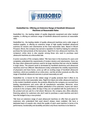 KeeboMed Inc. Offering an Extensive Range of Handheld Ultrasound Machines at Reasonable Rates