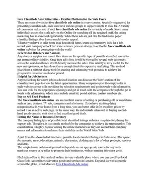 Free Classifieds Ads online