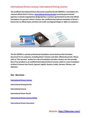 International Drivers License, International Driving Licence