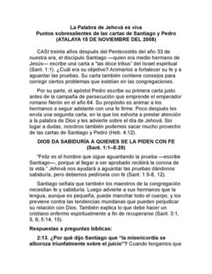 PUNTOS SOBRESALIENTES DE LAS CARTAS A SANTIAGO Y PEDRO