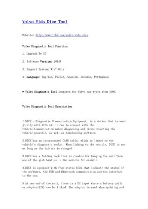 Volvo Vida Dice Tool
