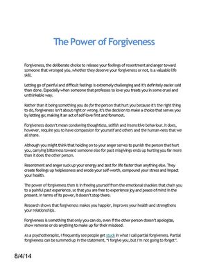 The Power of Forgiveness
