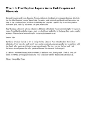 Where to Find Daytona Lagoon Water Park Coupons and Discounts