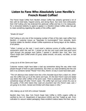 Listen to Fans Who Absolutely Love Neville’s French Roast Coffee! Florida