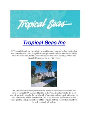 Tropical Seas Inc : Safest Sunscreen