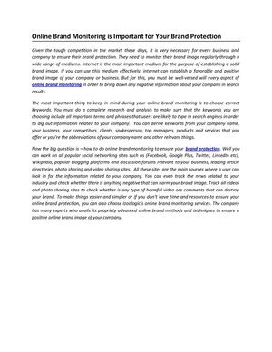 Online Brand Monitoring is Important for Your Brand Protection 