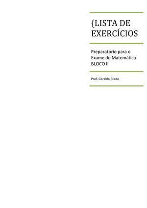 LISTA DE EXERCÍCIOS - Matemática I ano CTPM- Diamantina
