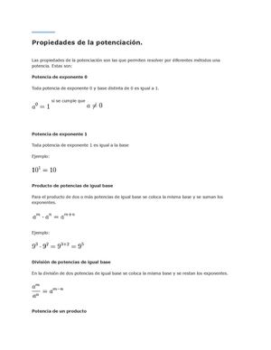 propiedades de la potenciación