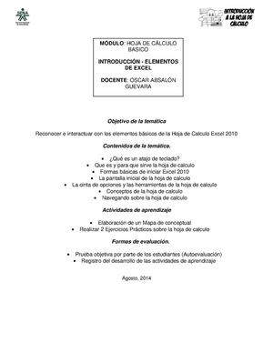 Introducción a la Hoja de Cálculo