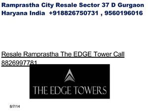 Ramprastha EDGE Tower 1470 Sqft 3 BHK Rs. 4350/- Sq.ft Call +91 9560196016