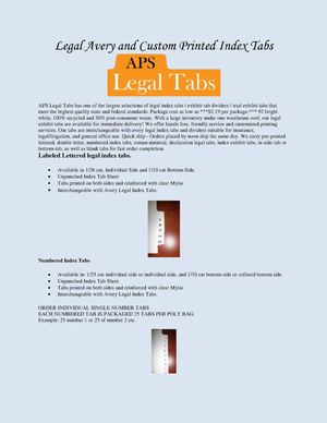 Legal Avery and Custom Printed Index Tabs