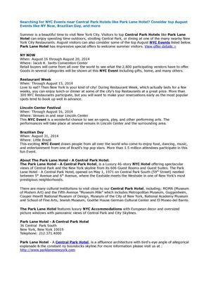 Looking for NYC Events, Consider top August Events like NY Now, Brazilian Day, and more at Park Lane Hotel