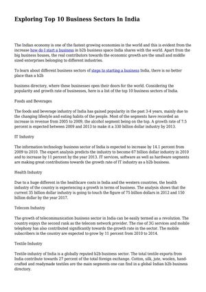 Exploring Top 10 Business Sectors In India