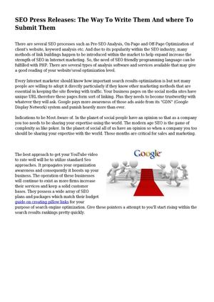 SEO Press Releases: The Way To Write Them And where To Submit Them