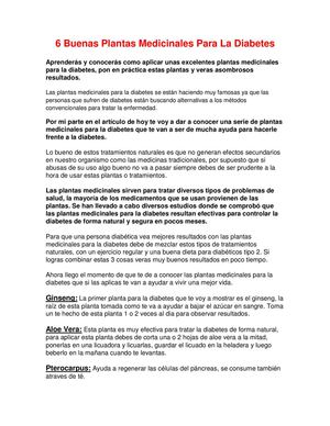 6 Buenas Plantas Medicinales Para La Diabetes