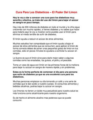 Cura Para Los Diabeticos – El Poder Del Limon