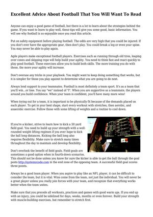 Excellent Advice About Football That You Will Want To Read