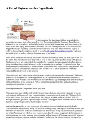 A List of Phytoceramides Ingredients