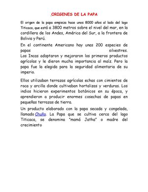 HISTORIA DE LA PAPA