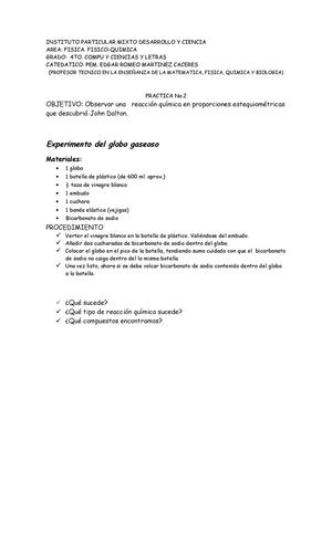 Practica No.5  del Globo gaseoso