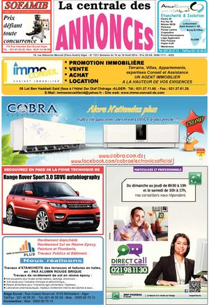 La centrale des Annonces N°1211 Semaine du 10 au 16 Août 2014 