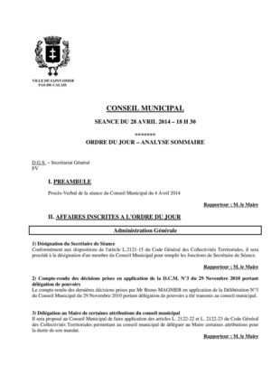 Conseil Municipal du 28 Avril 2014 - délibérations