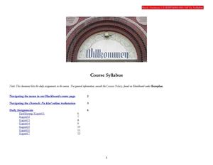 Basic German 1 (Online) - Syllabus
