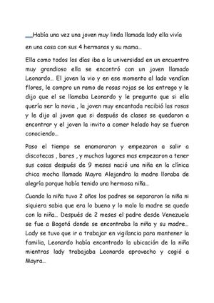 UNA HISTORIA DE TRISTEZA