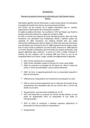 RESUMEN HISTORIA DE LA INFORMÁTICA