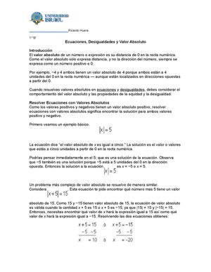 Resolución de Inecuaciones y Valor Absoluto