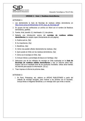 Unidad 2_Clase 16_Guía 1  Residuos domiciliarios