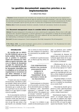 ASPECTOS PREVIOS A LA IMPLEMENTACIÓN DE LA GESTIÓN DOCUMENTAL