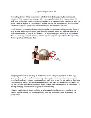 Logistics Companies in India | cargo transport companies India