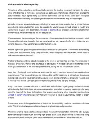 Minicabs and the Advantages They Offer