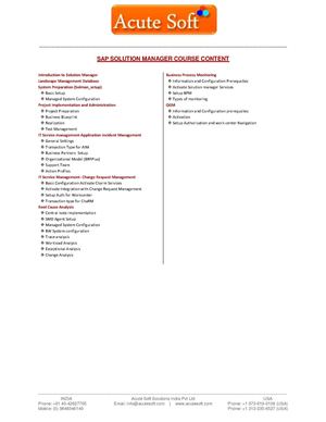 Learn SAP Solution manager Course|SAP Solution Manager Online Training