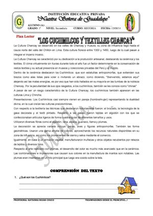 PLAN LECTOR  Cuchimilcos y Textiles Chancay