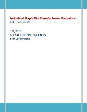 Industrial Staple Pin Manufacturers Bangalore
