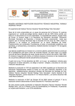 MANUAL DE CONVIVENCIA DONALD TAFUR 2011