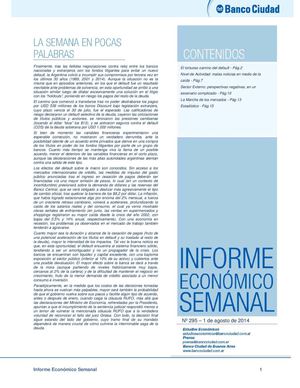 INFORME ECONOMICO SEMANAL BANCO CIUDAD 1 DE AGOSTO