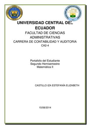 PORTAFOLIO ESTUDIANTIL SEGUNDO HEMISEMESTRE MATEMATICA II