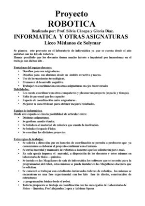 proyecto robotica liceo medanos de solymar