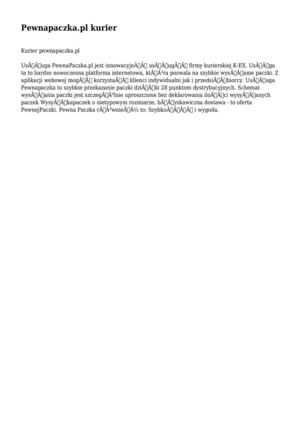 Pewnapaczka.pl kurier