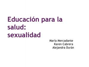 Educación para la salud- Sexualidad