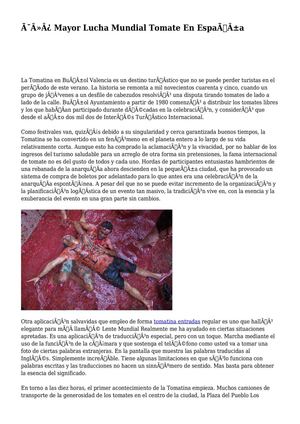  Mayor Lucha Mundial Tomate En España 
