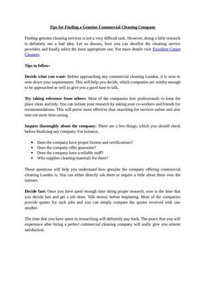 Tips for Finding a Genuine Commercial Cleaning Company