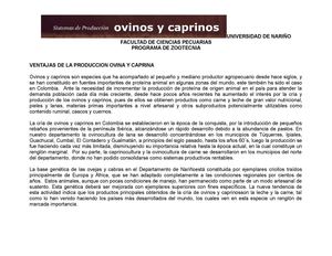 Ovinos y caprinos - Ventajas