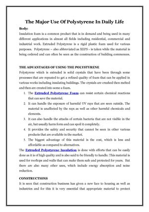 The Major Use Of Polystyrene In Daily Life